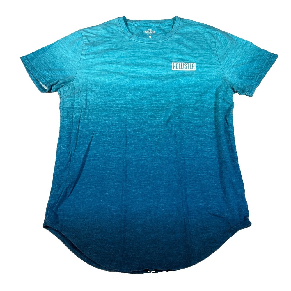 Hollister Mens Short Sleeve T-Shirt Blue Ombre Cotton Crew Neck Size M